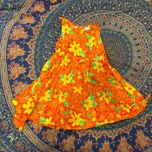 vibrant floral orange dress